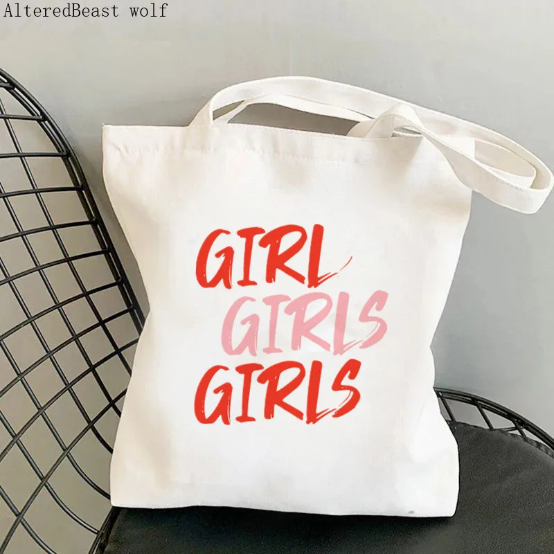 Women Shopper bag Together we make more girl power Bag Harajuku Shopping Canvas Shopper Bag girl handbag Tote Shoulder Lady Bag