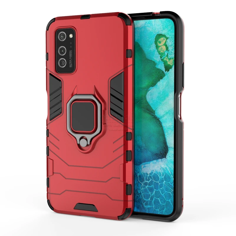 Red Гибридный прочный армированный чехол для huawei Honor V30, подставка с металлическим кольцом на палец, ударопрочный чехол для Honor V30 Pro 5G, чехол для телефона - Цвет: Red