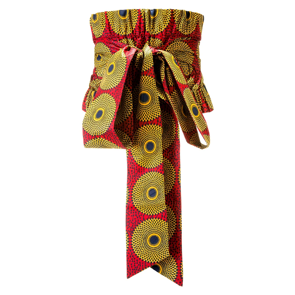 

African Print Ankara Waist Wide Corset Belt Button Skirts For Women Gift Handmade Dress With Belt Bow Ladies Cummerbund Belts