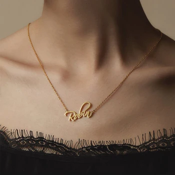 

2020 Name Necklace Gold Color Stainless Steel Individuality Custom Necklaces Custom Necklace Individuality Name Letter Pendant