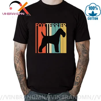 

Vintage men's t-shirt Vintage Funny Smooth Fox Terrier Dog Silhouette Retro 1980s Gift tshirt Gift For male Lover cotton top tee