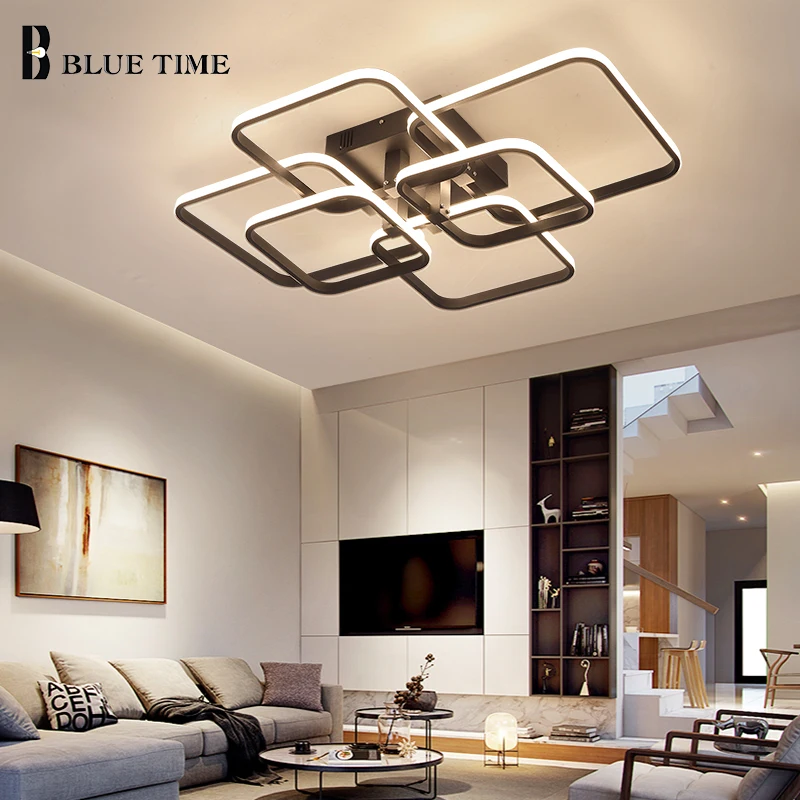 

Modern LED Chandeliers For Living Room Bedroom Home Fixtures Led Ceiling Chandelier Indoor Lighting Black White APP with RC Dim