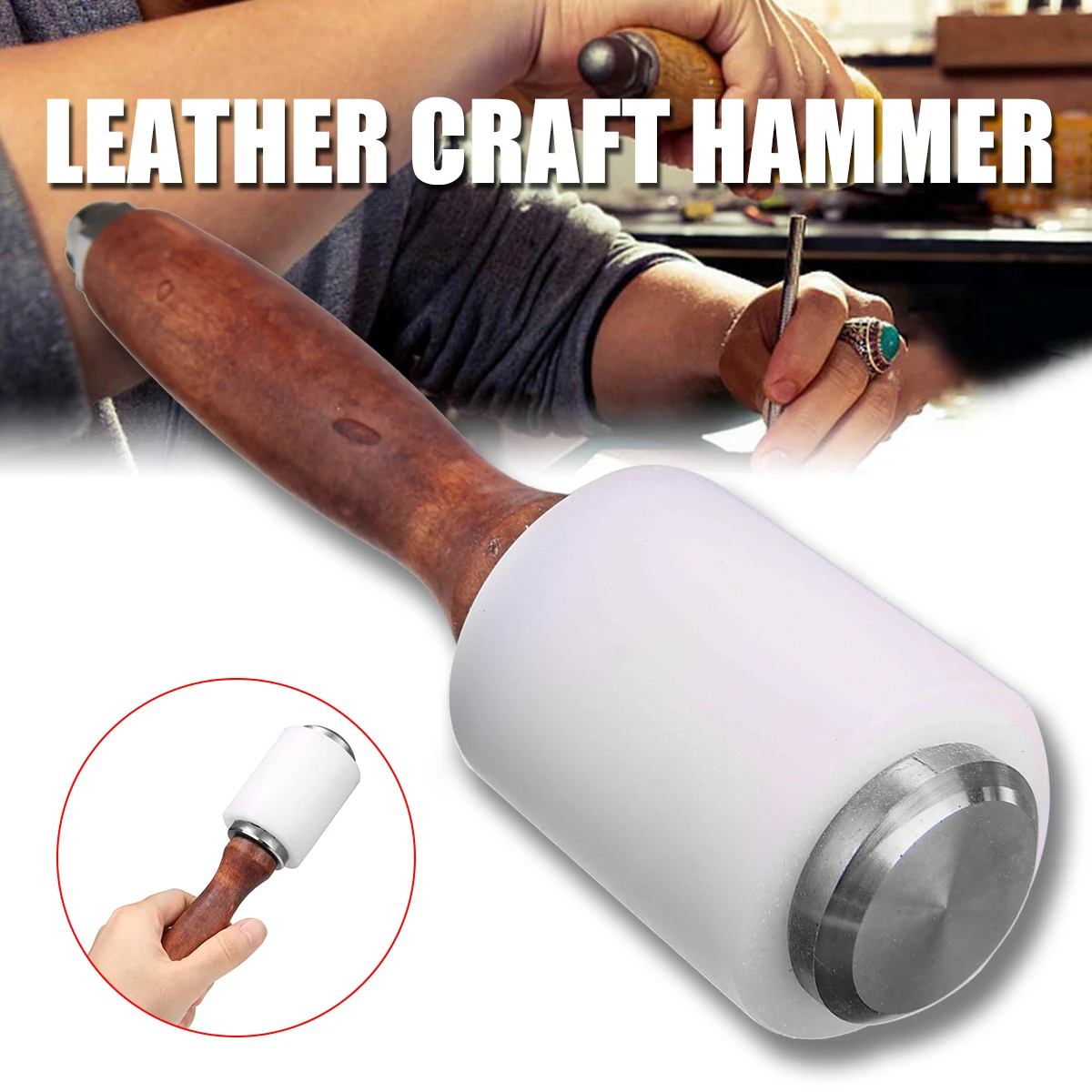 

1pc Leather Hammer Tool Leather Carving Nylon Hammer DIY Leathercraft Carving Mallet Hammer for Punching Cutting 21cm Length