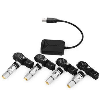 

USB Android TPMS Tire Pressure Monitoring System Display Alarm System Internal Sensors Android Navigation Car Radio 4 Sensors