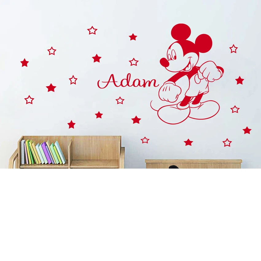 Disney  Mickey Mouse Wall Sticker Personalized Name for Kids Room Boy bedroom accessories Art Decor Nursery