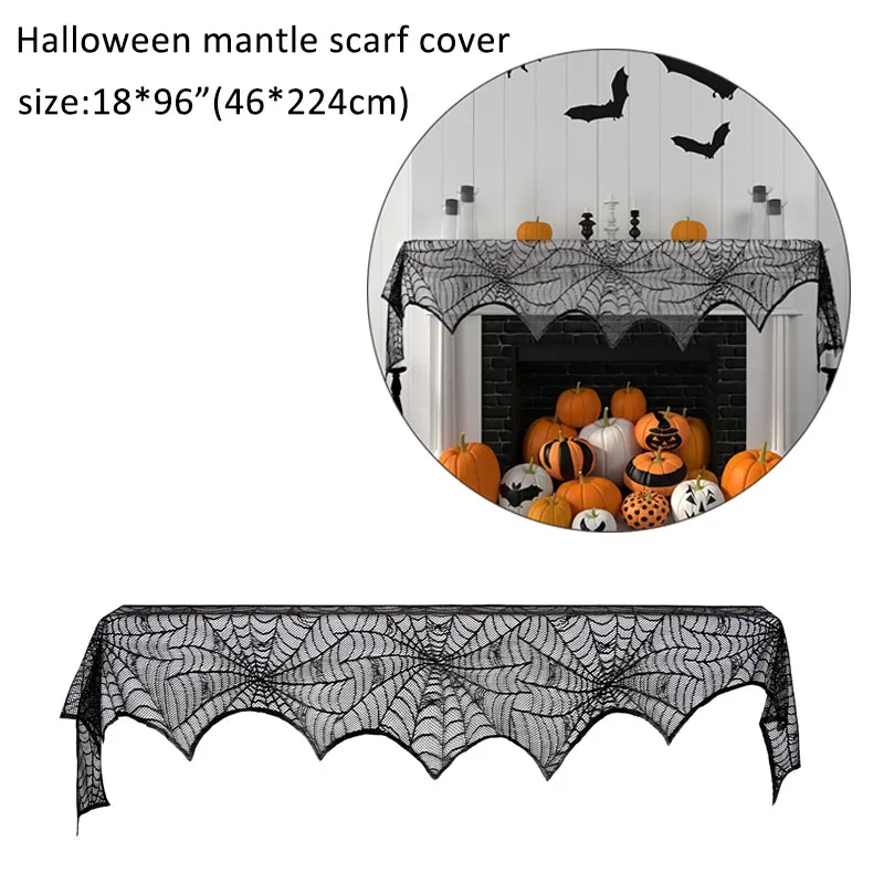 mantle scarf cover 1 шт. DIY Украшение На Хэллоуин для дома блестящий черный жуткий череп люстра дом с привидениями подвесной Декор вечерние реквизиты - Цвет: mantle scarf cover