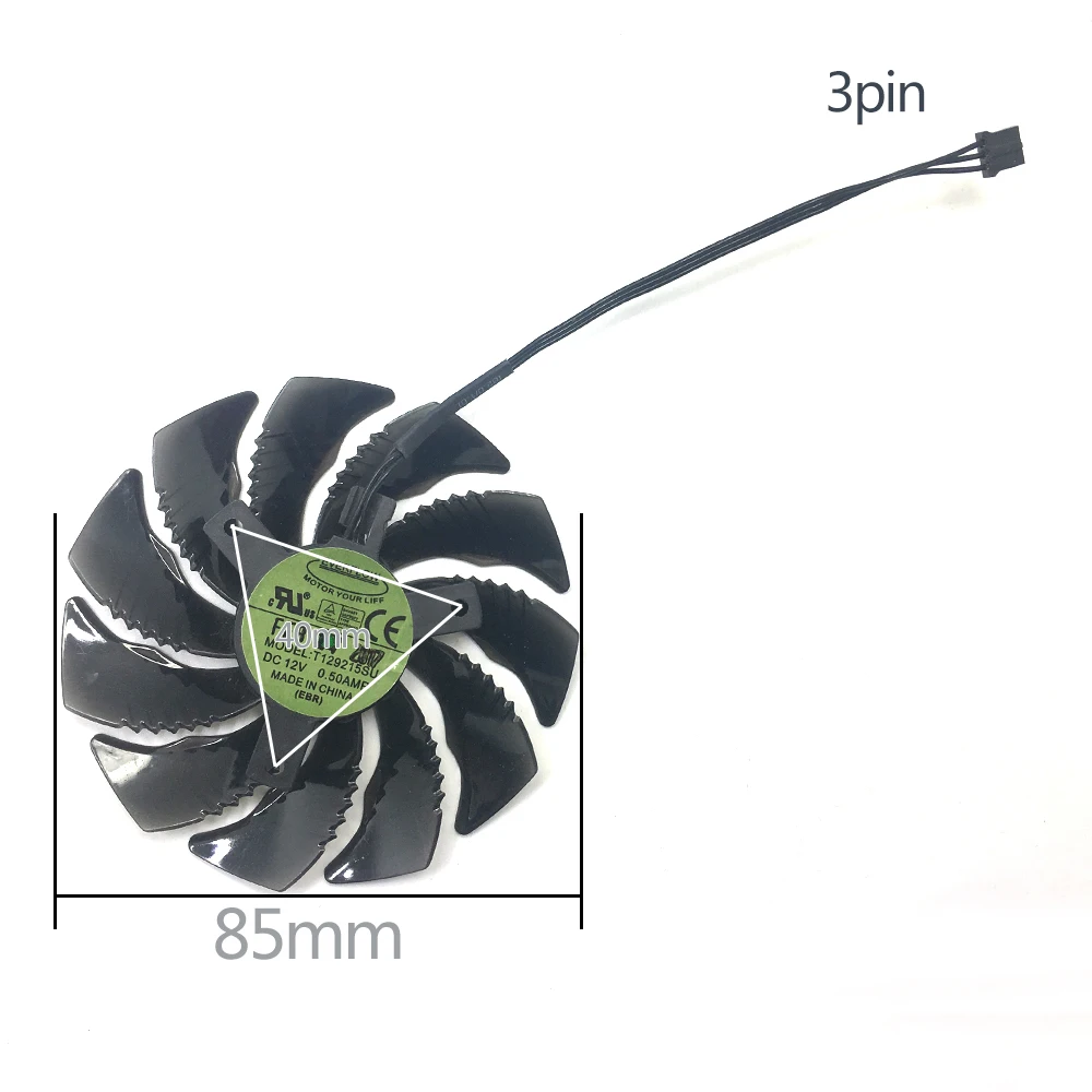 3 контактный Вентилятор охлаждения T129215SU PLD09210S12HH для Gigabyte Geforce GTX 1050 Ti AMD RX550 RX 560 Mini