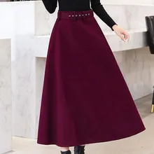 Зимняя клетчатая Женская юбка с длинным рукавом с высокой талией для женщин размера плюс винтажная средней длины Офисная Женская Длинная шерстяная юбка 11,29