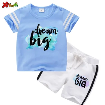 

Kids Clothing Set Letter Big Dream TShirt Cotton Casual Boys Outfit Sets Baby Girls Clothes Suits Sports T Shirt + Pants Summer