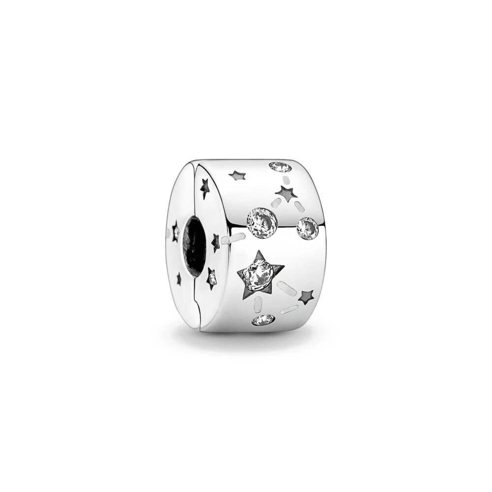 New 925 Sterling Silver Galaxy Star Cluster Fixing Clip Charm bead Fit Original Pandora Bracelet DIY Christmas Jewelry For Women | Украшения