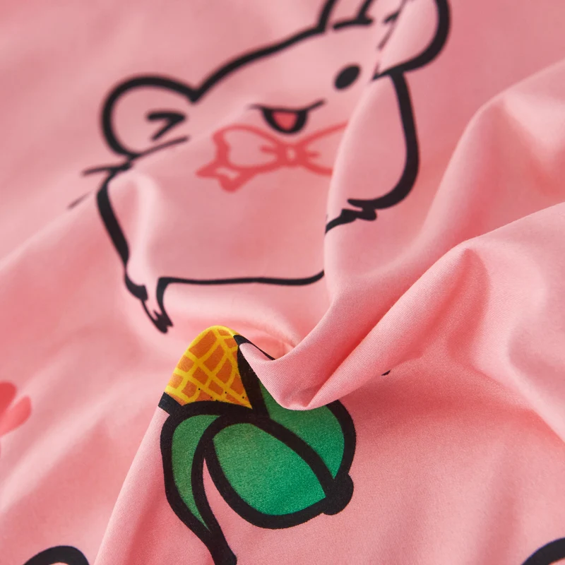 4pcs Cute Cartoon Flower Bedding Set Polyester Home Textile Garden Bed Sheet Quilt Cover Pillow Case Boy Girl Bedding