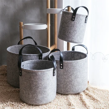 

S/M/L/XL Felt Folding Laundry Basket Squre Storage Bin Barrel Hamper Clothe Basket Bucket Organizer Large Capacity