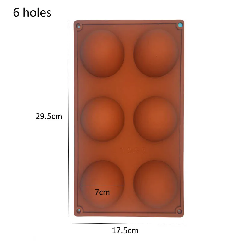 Hemisphere Shape Silicone 6/15/24 Holes Food Grade Baking Accessories Chocolate Candy Mold Bakeware Kitchen Gadgets - Цвет: 6 holes