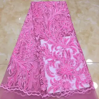 

Latest Velvet 3d Lace Fabric 2019 High Quality African Laces Fabric With SEQUINS Nigerian French Lace Fabric For Wedding