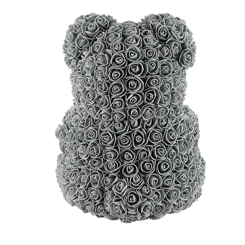 40Cm Teddy Bear With Crown In Gift Box Bear Of Roses Artificial Flower New Year Gifts For Women Valentines Gift