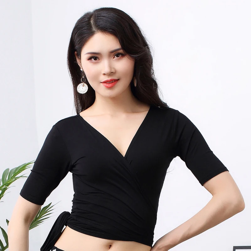 Black Tops Костюм для танца живота, топы для танцев, Модальная одежда для восточных танцев, Женские топы для латинских танцев, тренировочные топы для йоги, сексуальные топы для танца живота, VDB1258 - Цвет: Black Tops