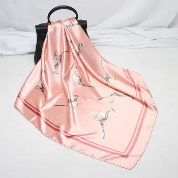 

Autumn Simulation Headband Silk Thin Section Scarf Female Soft Printed Stripes Chinese Style Horseshoe Flower Wraps Women 2020