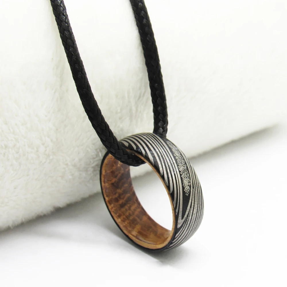 Damascus Steel Pattern Engraved Ring Matte Black Tungsten With Wood Ring Women Wedding Classic Jewelry  Engagement Party RING