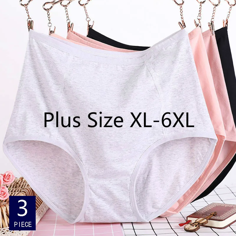 Plus Size XL-6XL High Waist Women Underwear Pure Cotton Comfortable Female Briefs  Panties Solid Culotte