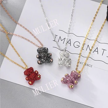 

2020 NEW Classic SWA cute teddy bear necklace four-color bear clavicle Pendant chain Girl Female Women Valentine's Day gift