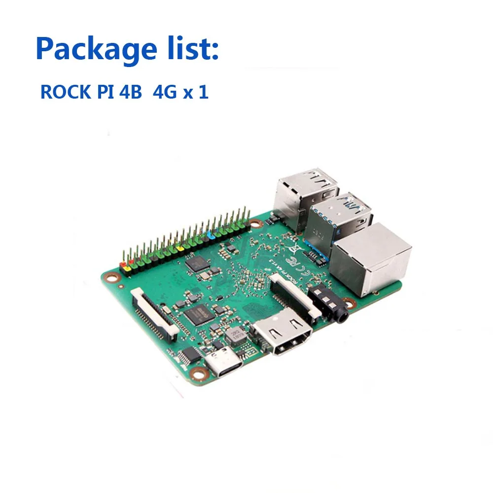 Синий ROCK PI 4B V1.4 Rockchip RK3399 ARM Cortex шесть ядер SBC/одноплатный компьютер совместим с официальным Raspberry Pi дисплеем - Цвет: Синий