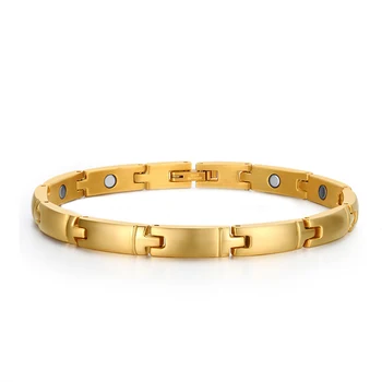 

Simple Plain Western yellow gold color magnet link Chain charm bracelets for men and women marriage anniversary birthday gift pa