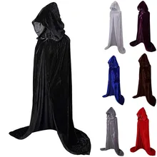Пальто накидки унисекс для взрослых на Хэллоуин, однотонная длинная бархатная накидка с капюшоном, костюм призрака для маскарада, вечерние праздничные костюмы, верхняя одежда# D