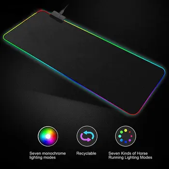 

Soft Large Gaming Mouse Pad Oversize Glowing Led Extended Mousepad Non-Slip Rubber Base Computer Keyboard Pad Mat