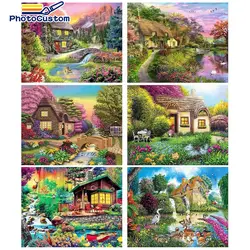 Belle peinture de paysage de maison par numéros, dessin acrylique pour adulte, Art mural, bricolage, décoration de maison, toile 