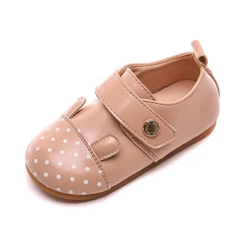 

Baby leather shoes flat children's round head rabbit ears soft bottom for boys and girls 2020 autumn new Korean children's shoes