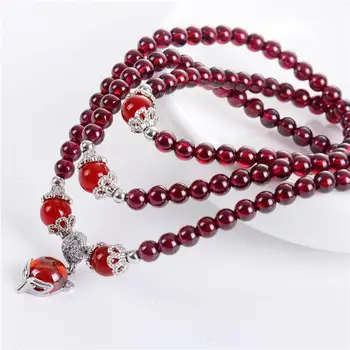 

Burgundy garnet synthetic bracelet natural jewelry multi-circle crystal bracelet women's Valentine's Day gift for women