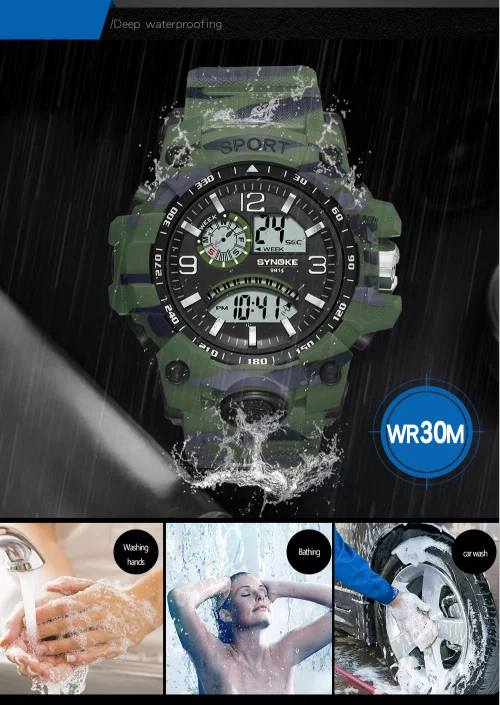 Мужские военные часы, водонепроницаемые наручные часы, светодиодный, кварцевые часы, спортивные часы, мужские спортивные часы S Shock