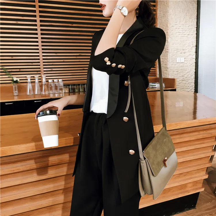 Chaqueta mujer официальный 2020 новый модный осенний двубортный черный блейзер женские
