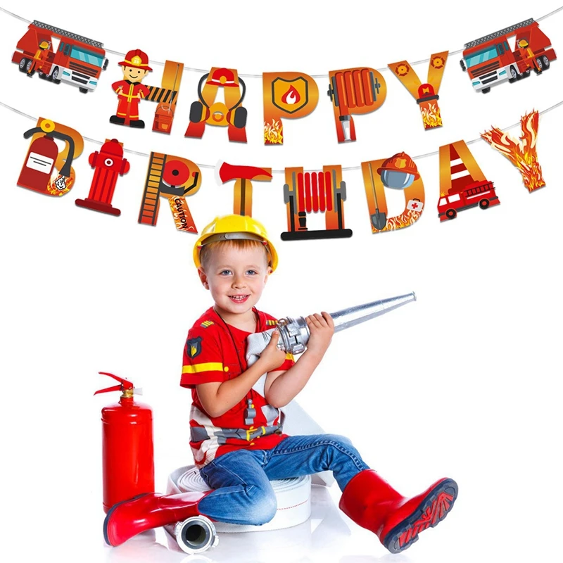 Fire ladder truck water tank cake topper for 1st birthday party
