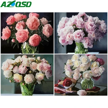 

AZQSD DIY Painting By Numbers Flowers Home Decoration Unframe Pictures By Numbers On Canvas Vase Acrylic Paint Unique Gift