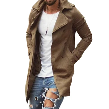 

2020 New Autumn Men Trench Coat Jacket Slim Fit Plus Size Black Outwear Business Long Windproof Overcoat Jackets Men Windbreaker