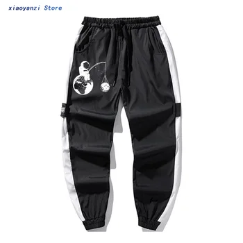 

2020 casual men trousers Funny design astronaut printing men hip hop long pants knitted comfortable fabric street men sweatpants