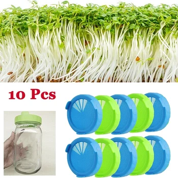 

Promotion! 10Pcs Sprouting Lids Food Grade Mesh Sprout Cover Kit Seed Growing Germination