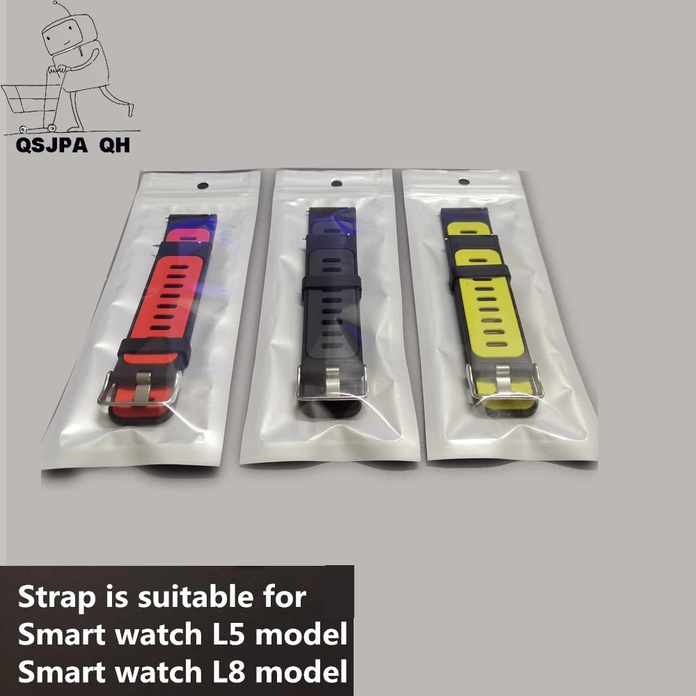

Silicone strap for smart watch L5 L7 L8 quick release 22MM width with double needle two-color strap