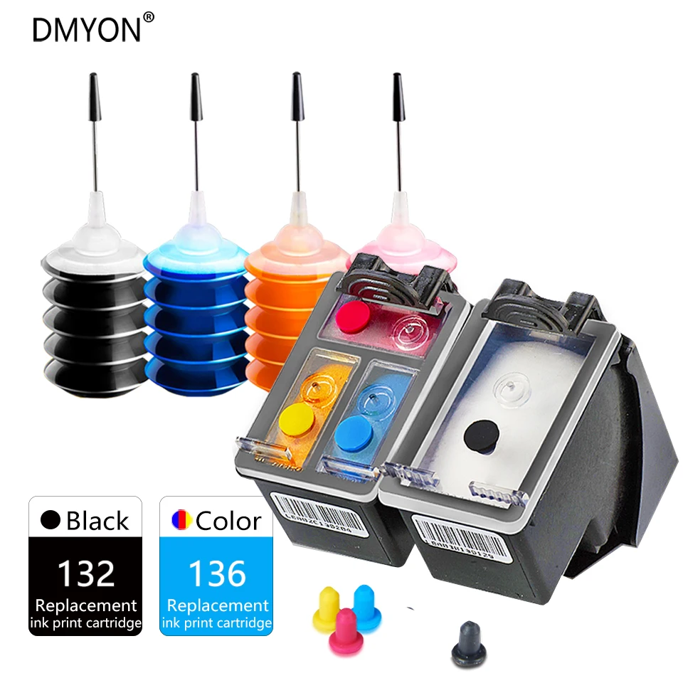 Чернильный картридж DMYON 132 136 XL совместимый с HP для фотостудии 2573 C3183 1513 Officejet 6213 5443