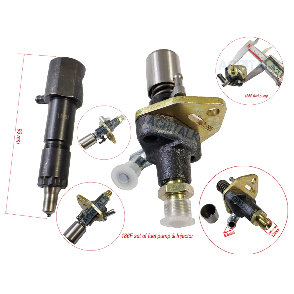 Set of fuel injector and fuel pump for Kama or Kipor series 186F (NOT  suitable for 186FA ！！！) series engine, part number:|Tool Parts| - AliExpress