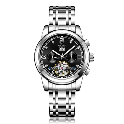 AILANG часы мужские люксовый бренд из нержавеющей стали Tourbillon несколько функций водонепроницаемые механические мужские часы - Цвет: Steel 05