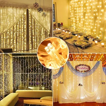 

3x3M Led string lights curtain lamp New Year Christmas Decorations for Home bedroom window 110-220V LED fairy lights garland