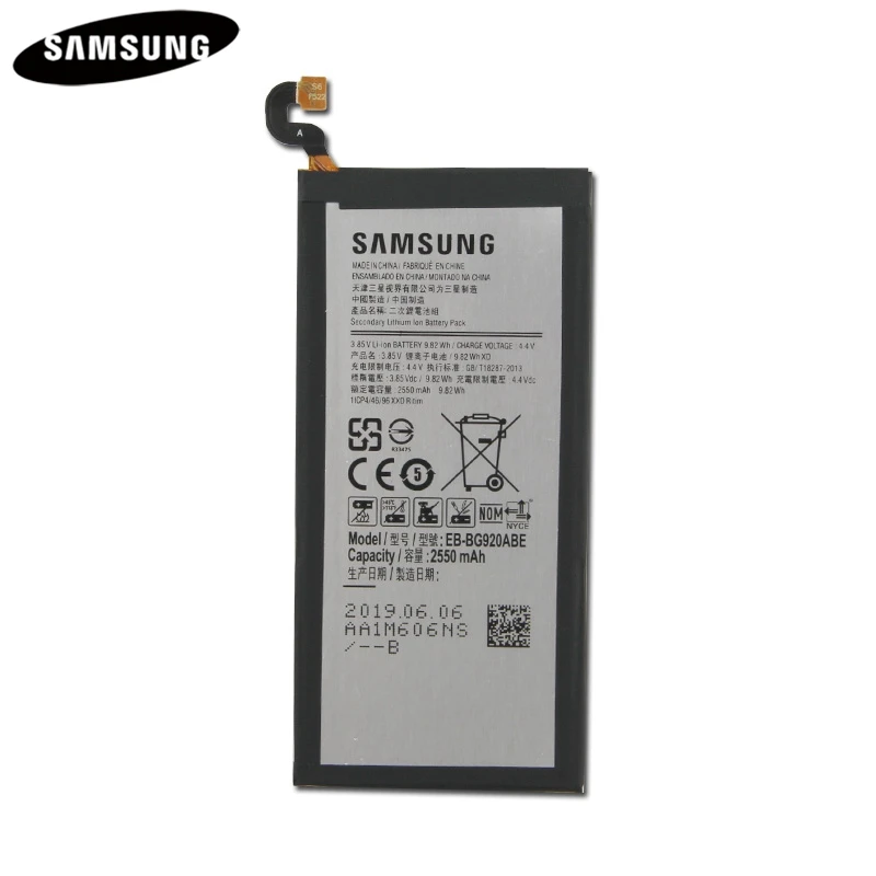 Оригинальный аккумулятор EB BG920ABE BG920ABA для Samsung GALAXY S6 SM G920K /V/T/A/I/F/P G9200 G9208 S6edge S6edgePlus S7