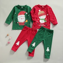 

Christmas Children Girls Boys Clothing Sets Toddler Baby Xmas Printed Long Sleeve T-shirt Tops+Pants Homewear Outfits