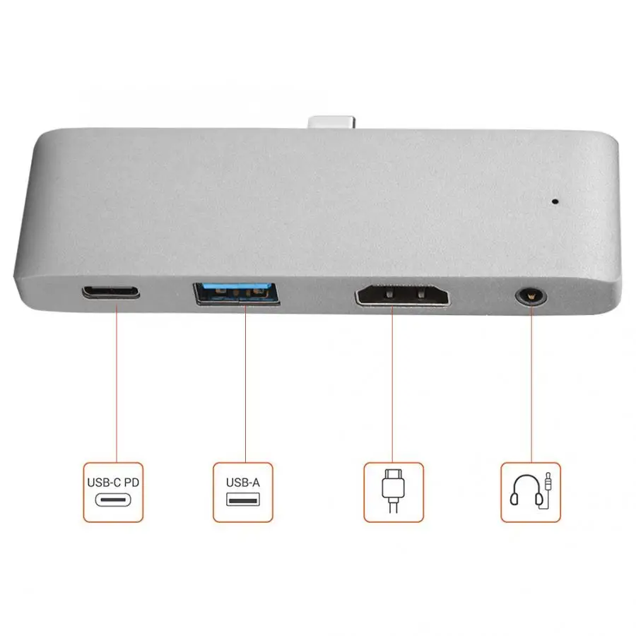 WC7366 4-в-1 USB-C к HDMI+ 3,5+ USB+ PD концентратор Тип-C док-станция для Мышь/Клавиатура