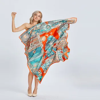 

130*130cm TOP Silk armor tassel print Scarves Women Foulard Square Hijab Scarf Ladies Shawl wrap muffler pareo female hijab