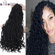 S-noilite 20 дюймов Faux locs Curly вязанные крючком волосы в богемном стиле синтетические плетеные волосы 24 пряди/шт. Вязанные косы волосы для черного цвета