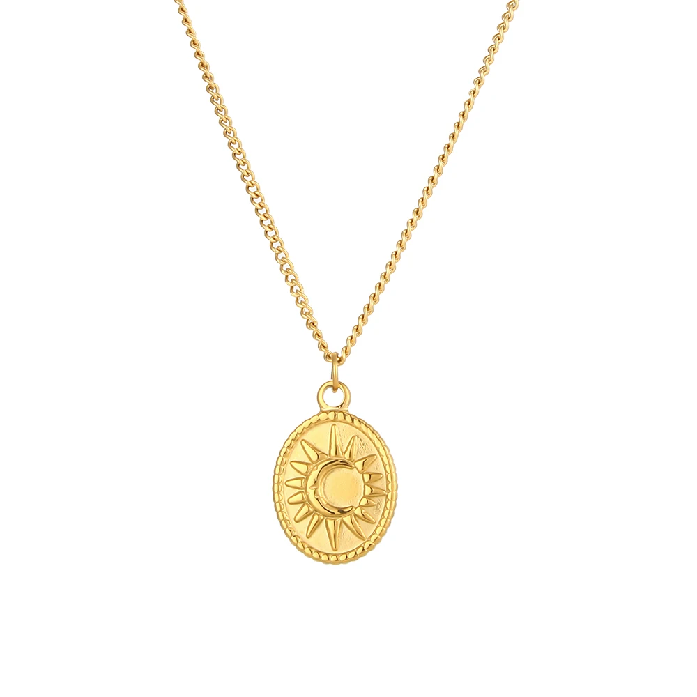 Gold Sun and Moon Charm Necklace featuring Cubic Zirconia – Honey Bee Home