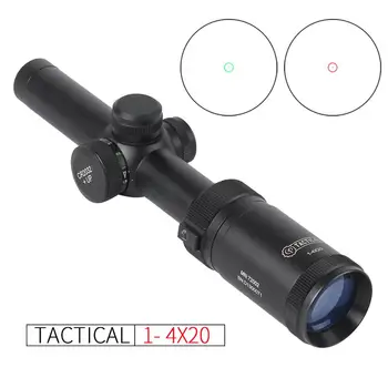 

Tactical 1-4x20 IR hunting riflescope fast focus illumination with green red dot rifle scope for PCP for airgun for air soft